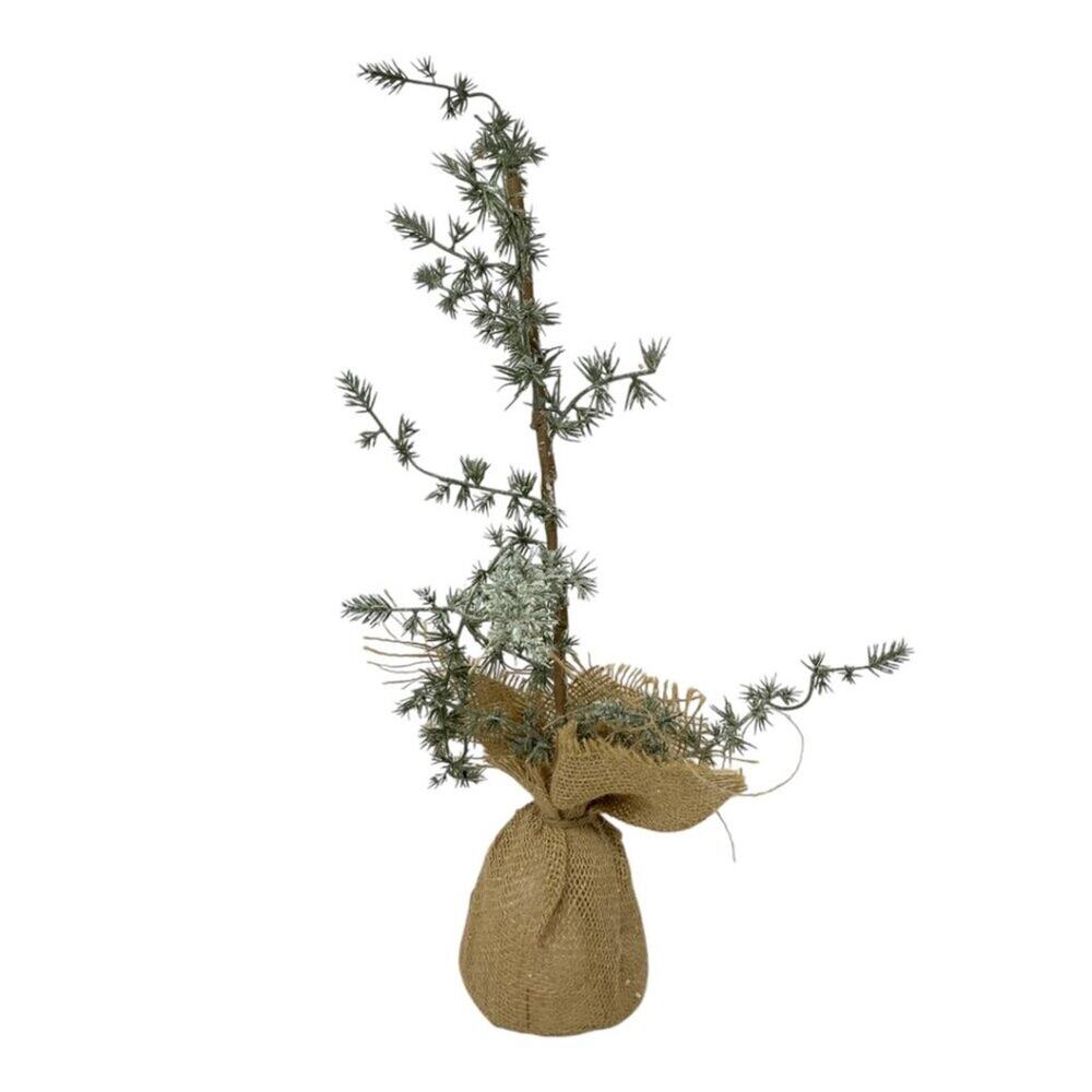 Tis the Season Burlap Wrapped Flocked Faux Sapling NWOT